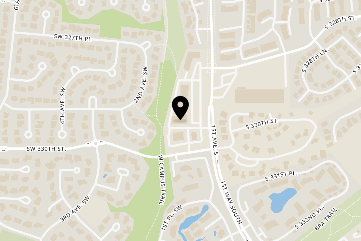 Map showing the location of Pizza Pizazz on 32925 1st Ave S in Federal Way